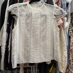 Alice + Olivia White Lace Blouse